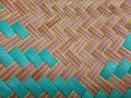 Seamless realistic bamboo weave basket repeat pattern. Texture of golden yellow rattan mat art work or interior design