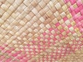 Seamless realistic old bamboo weave basket repeat pattern. Texture of golden yellow rattan mat for background and interior design Royalty Free Stock Photo