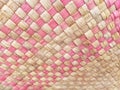 Seamless realistic old bamboo weave basket repeat pattern. Texture of golden yellow rattan mat for background and interior design Royalty Free Stock Photo