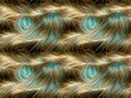 Seamless Rectangle Tile, 4 Combined Together for Visual Effect, Ethereal Curly Wavy Style, Main Colors Brown Blue Yellow, Unique