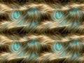 Seamless Rectangle Tile, 4 Combined Together for Visual Effect, Ethereal Curly Wavy Style, Main Colors Brown Blue Yellow, Unique