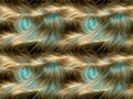 Seamless Rectangle Tile, 4 Combined Together for Visual Effect, Ethereal Curly Wavy Style, Main Colors Brown Blue Yellow, Unique