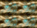 Seamless Rectangle Tile, 4 Combined Together for Visual Effect, Ethereal Curly Wavy Style, Main Colors Brown Blue Yellow, Unique