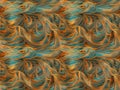 Seamless Rectangle Tile, 4 Combined Together for Visual Effect, Wavy Style, Main Colors Blue Orange, Unique Pattern Design