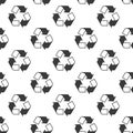 Seamless recycle sign pattern on white background