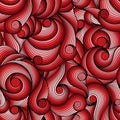 Seamless red abstract hand-drawn pattern, waves background Royalty Free Stock Photo