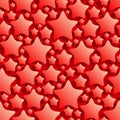 Seamless red background with many rounded stars.