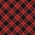 Seamless red, black diagonal tartan, white stripes Royalty Free Stock Photo