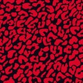 Seamless red and black leopard print tileable animal pattern vector