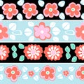 Seamless red, blue flowers pattern Royalty Free Stock Photo