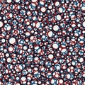 Seamless red and blue overlay circles and shapes pattern for surface print Royalty Free Stock Photo