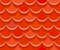 Seamless red clay roof tiles.Terracotta roof tile. Vector. Royalty Free Stock Photo