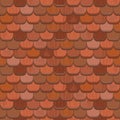 Seamless red clay roof tiles.Terracotta roof tile. Vector. Royalty Free Stock Photo