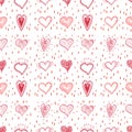 Seamless red doodle heart pattern Royalty Free Stock Photo