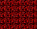 Seamless Red Geometric Line Pattern with Interlocking Squares on Black Background Royalty Free Stock Photo
