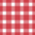 Seamless red gingham pattern. Checkered fabric, plaid, tablecloth, napkin, textile, clothing. Red white tartan print Royalty Free Stock Photo