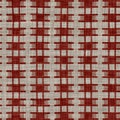 Seamless red grey criss cross texture. Woven linen cotton dyed effect background. Homespun primitive textile fabric Royalty Free Stock Photo