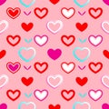 Seamless Red Heart on cool Background Pattern Vector