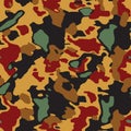 seamless red orange camouflage texture skin pattern vector for military textile. Usable for Jacket Pants Shirt and Shorts Royalty Free Stock Photo