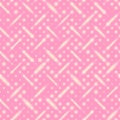Seamless red pattern of diagonal rows, blurred balls and ovals