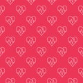 Seamless red pattern of heartbeat. Vector background Royalty Free Stock Photo