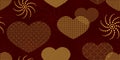 Seamless red pattern with hearts.