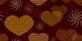 Seamless red pattern with hearts.