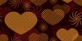 Seamless red pattern with hearts.