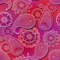 Seamless red purple flower paisley pattern Royalty Free Stock Photo