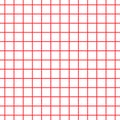 Seamless red and white cell grid striped isolated on white background