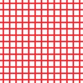 Seamless red and white cell grid striped isolated on white background