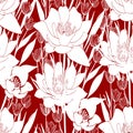 seamless red and white floral pattern, monochrome ornament, design Royalty Free Stock Photo