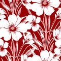 seamless red and white floral pattern, monochrome ornament, design Royalty Free Stock Photo