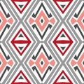 Seamless red, white and grey line art pattern for textile design, wrapping papers, Abstract fancy colored background