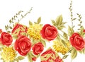 Seamless red wild rose flower border Royalty Free Stock Photo