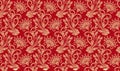 Seamless red and yellow floral wallpaper