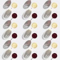 Seamless regular creative pattern with glass of red and white wine, top view Royalty Free Stock Photo