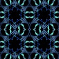 Seamless regular floral ornaments blue purple and black