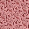 Seamless regular spirals pattern with wavy lines pink brown dimensional shiny