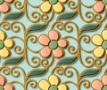 Seamless relief sculpture decoration retro pattern cute spiral c