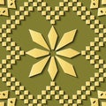 Seamless relief sculpture decoration retro pattern polygon mosaic geometry star cross flower