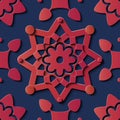 Seamless relief sculpture decoration retro pattern red star geom