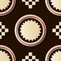 Seamless relief sculpture decoration retro pattern round check g