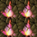 Seamless relief stone pattern with flames