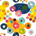 Seamless repeat pattern of colorfull circles, dots. Vector