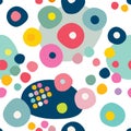 Seamless repeat pattern of colorfull circles, dots. Vector