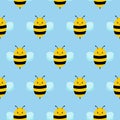 Seamless Repeat Pattern with Cute Flying Bumble Bees Background Royalty Free Stock Photo