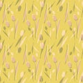 SEAMLESS REPEAT PATTERN ILLUSTRATION OF TULIPS. Royalty Free Stock Photo