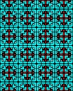 Seamless repeat pattern with red crosses in light blue rectangles