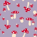 Seamless repeat pattern with red mushrooms